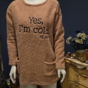 Women's Pink Fuzzy Sweater